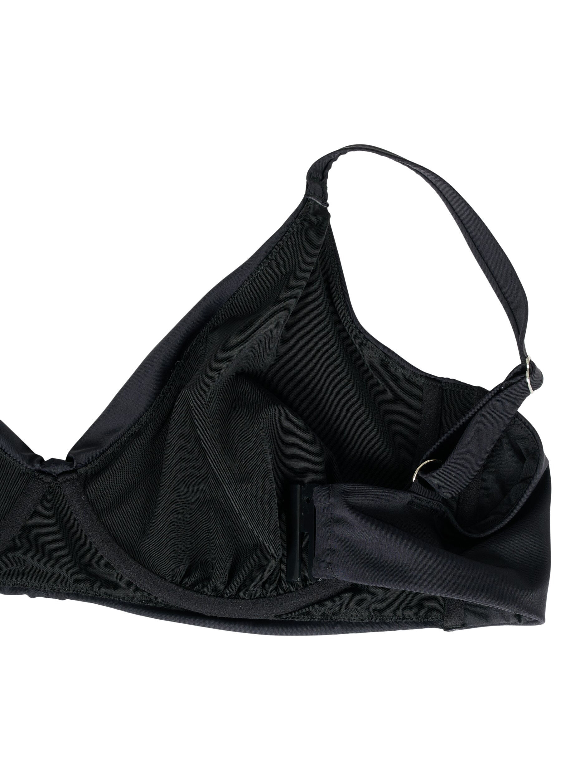 Zizzifashion Bikini bra with underwire and wrinkled detail, Black, Packshot image number 3