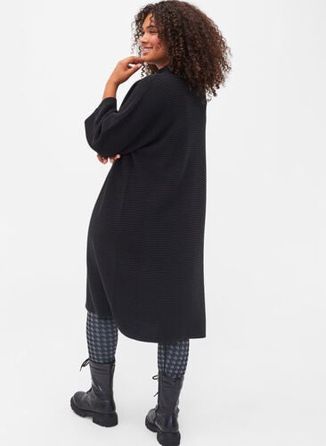 Knitted dress with cropped sleeves, Black, Model image number 1