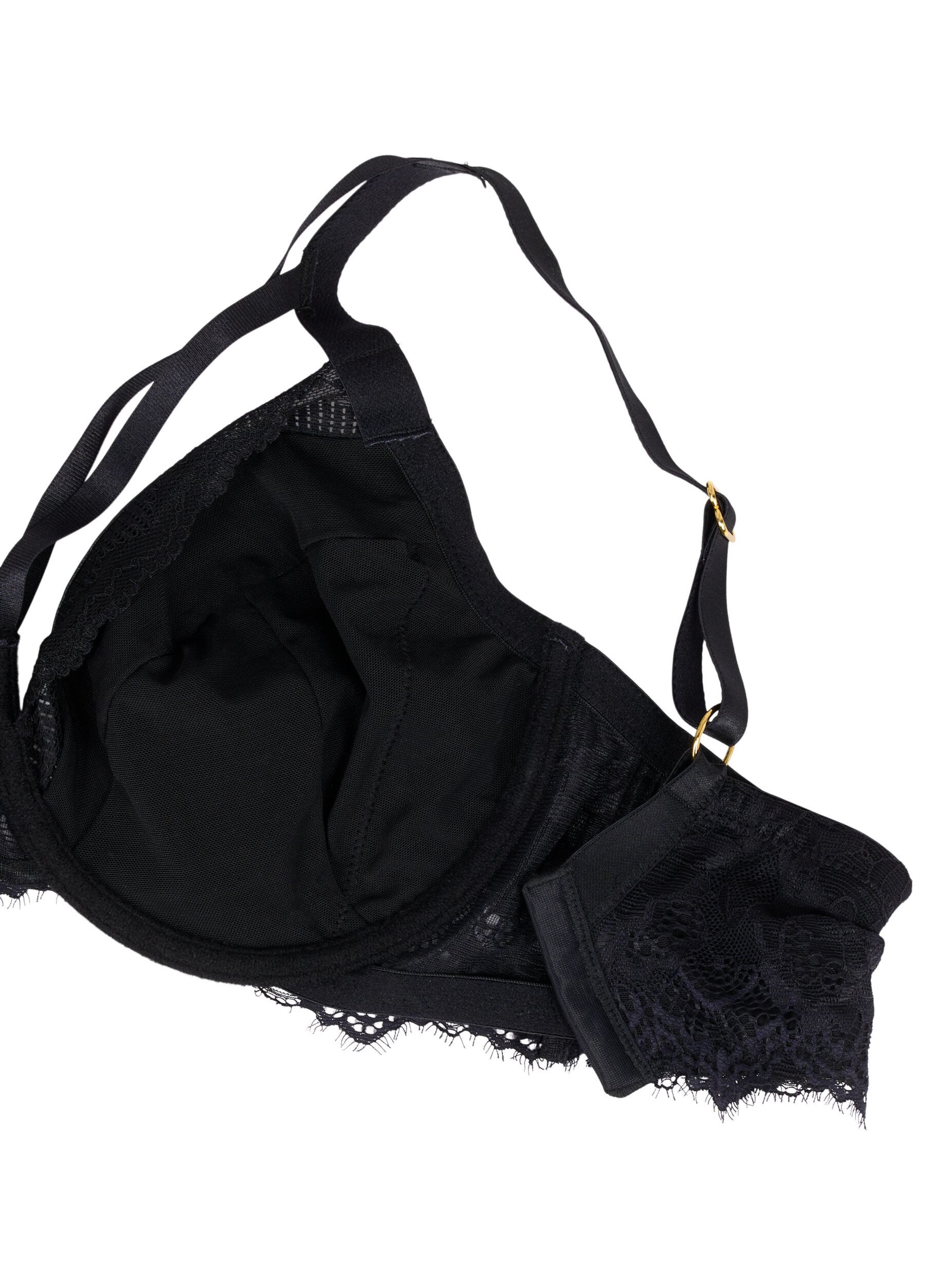 Zizzifashion Coated underwire bra with strings, Black, Packshot image number 3