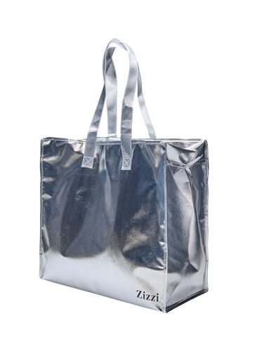 Shopping bag with zip, Silver, Packshot image number 0