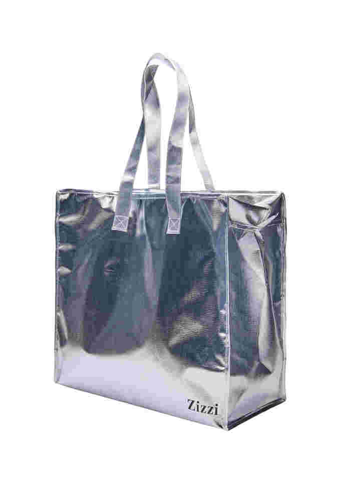Shopping bag with zip, Silver, Packshot