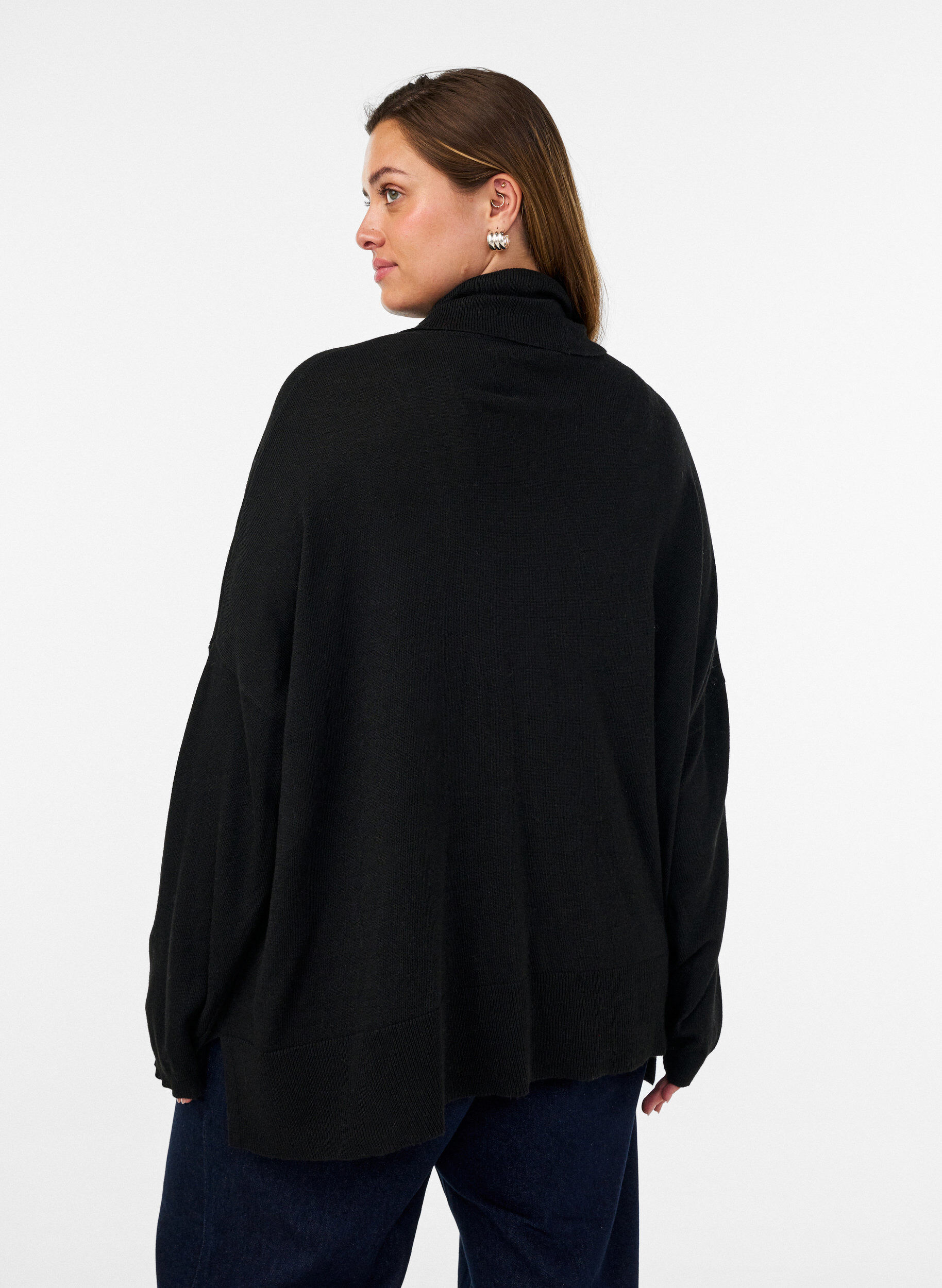 ZizzifashionTurtleneck jumper with a loose fit, Black, Model image number 2