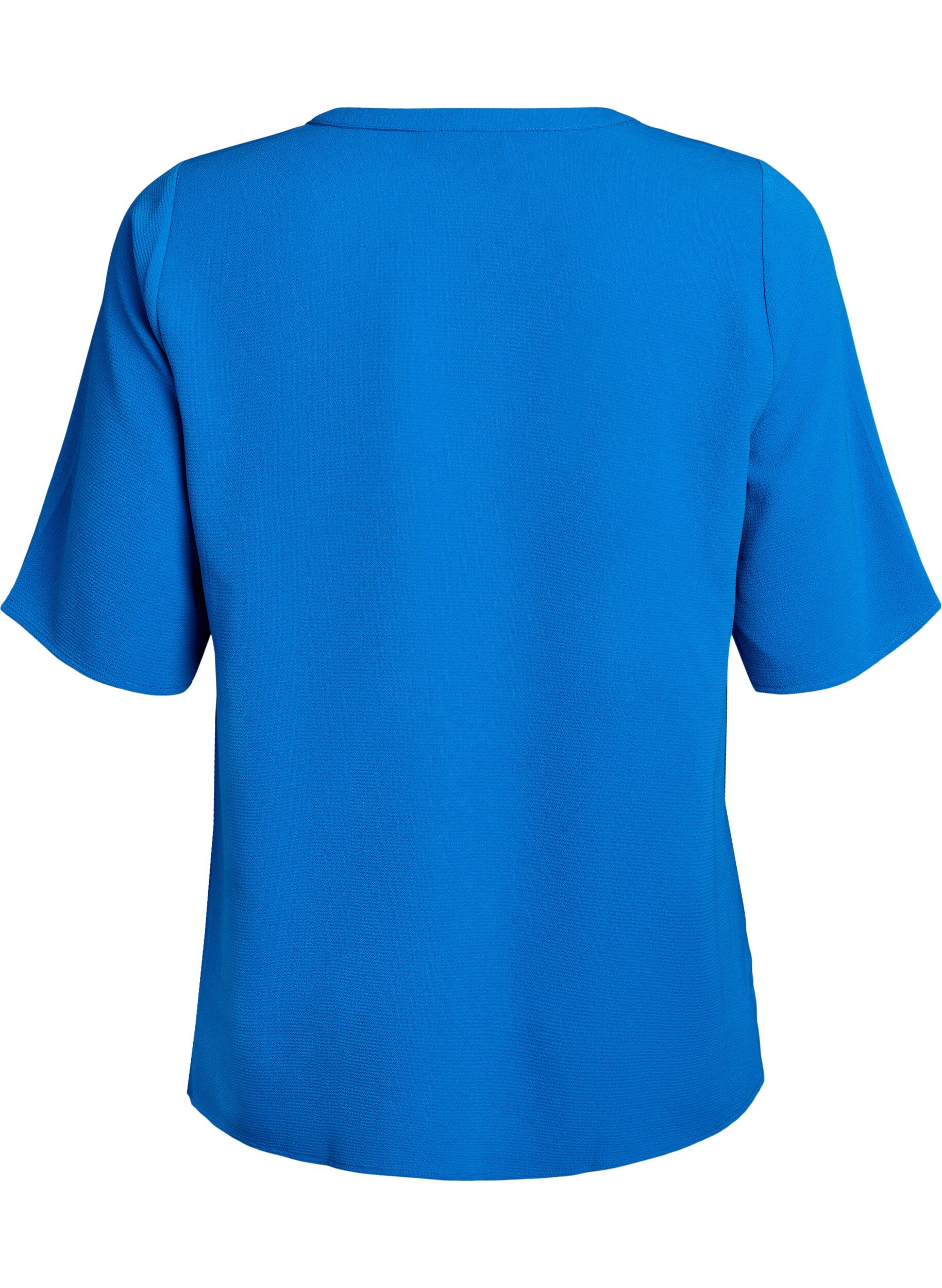 Zizzifashion Short-sleeved blouse with V-neck, Blue, Packshot image number 1