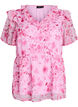 Floral blouse with a frill collar and peplum effect, Pink, Packshot image number 0