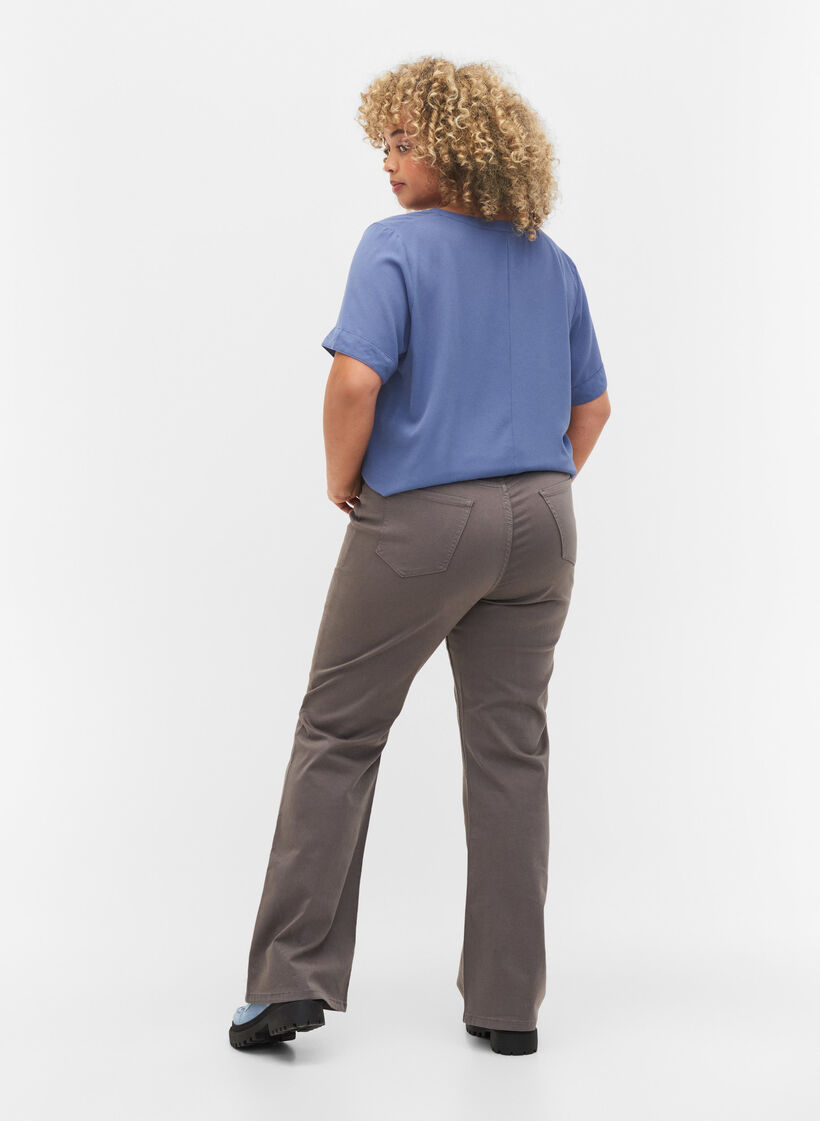 Flared jeans with extra high waist, Dark Grey, Model image number 1