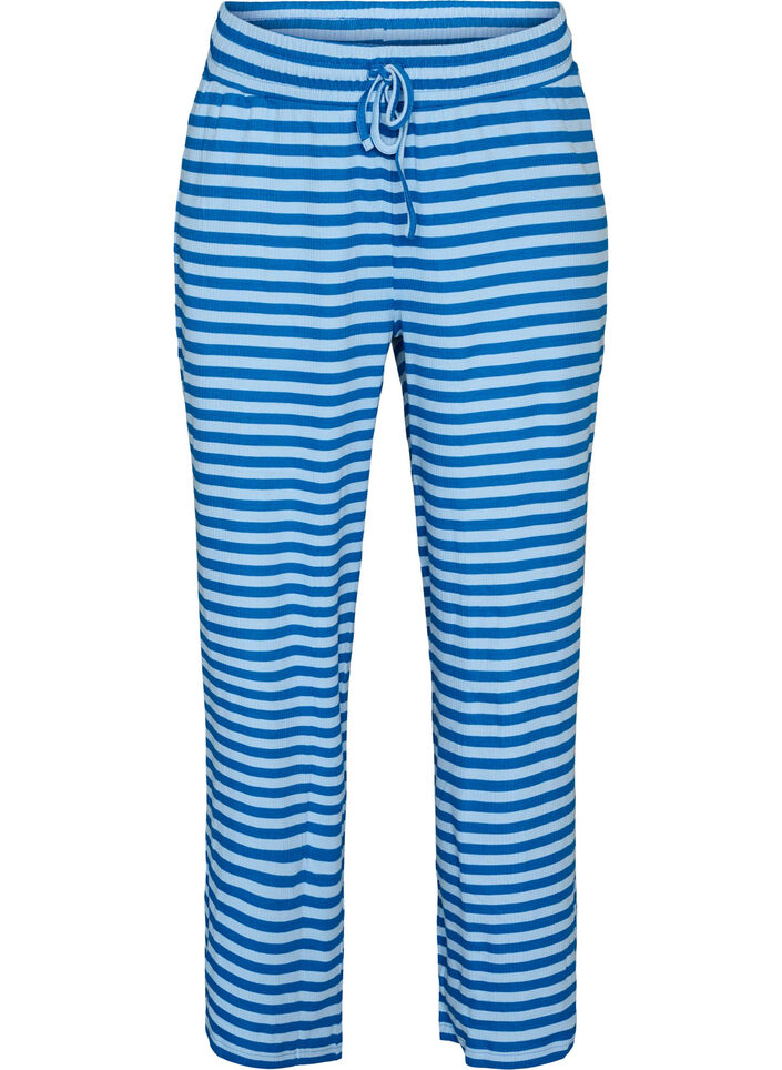 Striped pyjama trousers with a high waist and wide legs, 2387, Packshot image number 0