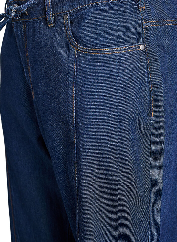 Wide leg jeans with tie belt and high waist, Blue, Packshot image number 2