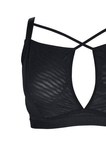 Mesh bra with string details, Black, Packshot image number 2
