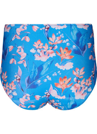 Extra high-waisted bikini bottom with print, Bright Blue Print, Packshot image number 1