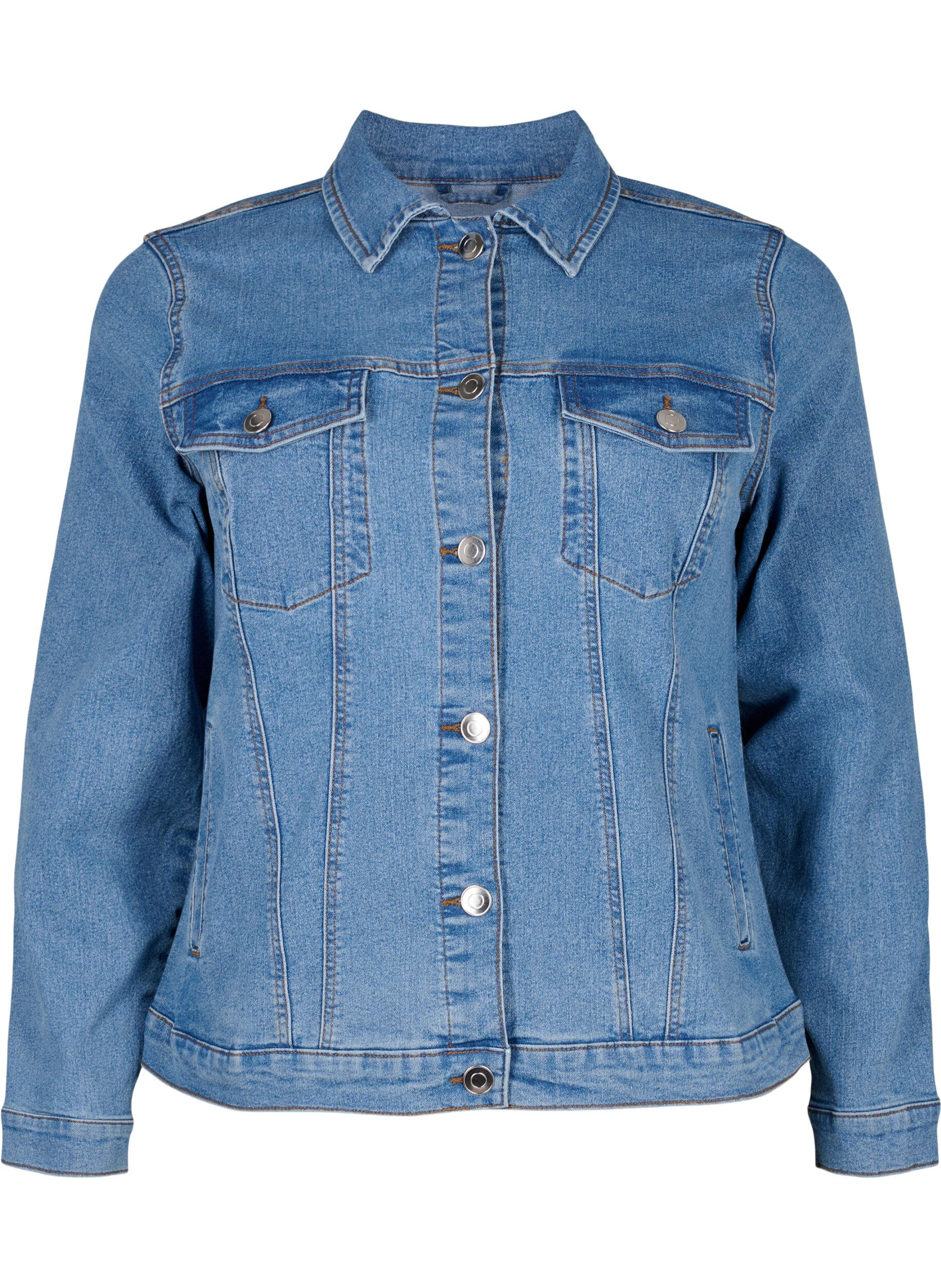 Zizzifashion Denim jacket in a stretchy cotton blend, Blue, Packshot image number 0