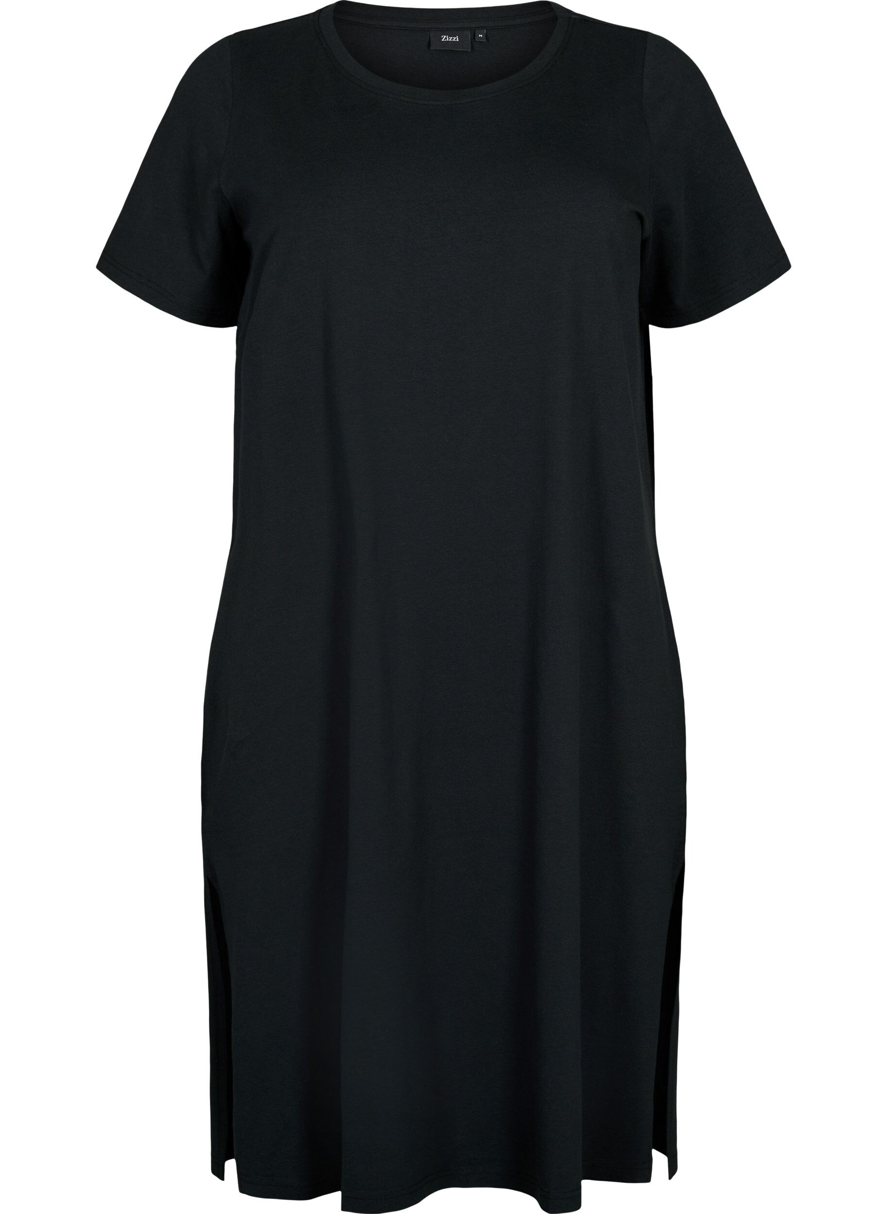 Zizzifashion Cotton dress with short sleeves, Black, Packshot image number 0