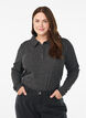Long-sleeved polo in stretchy ribbed quality, Dark Grey, Model image number 0