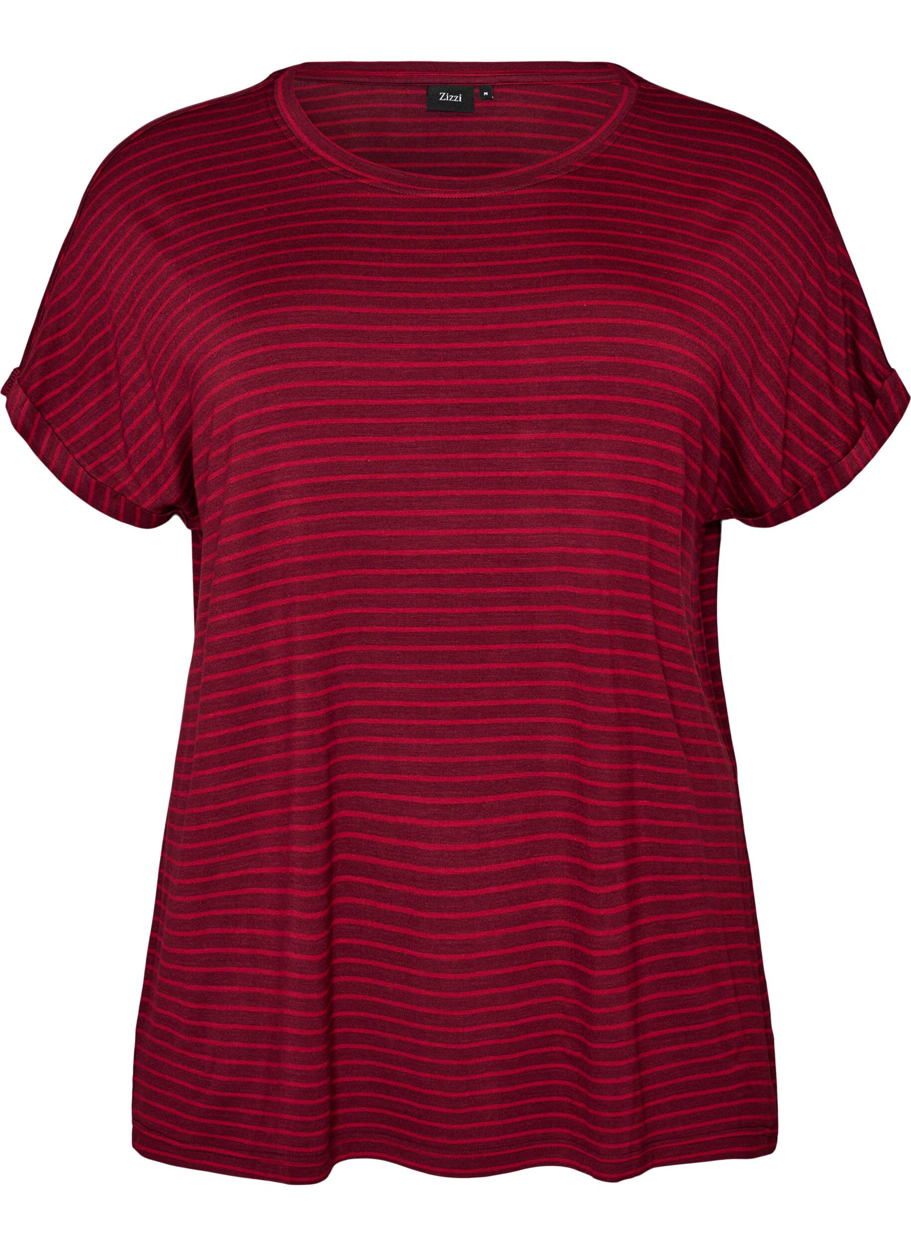ZizzifashionStriped T-shirt in viscose with a round neck, Red, Packshot image number 0