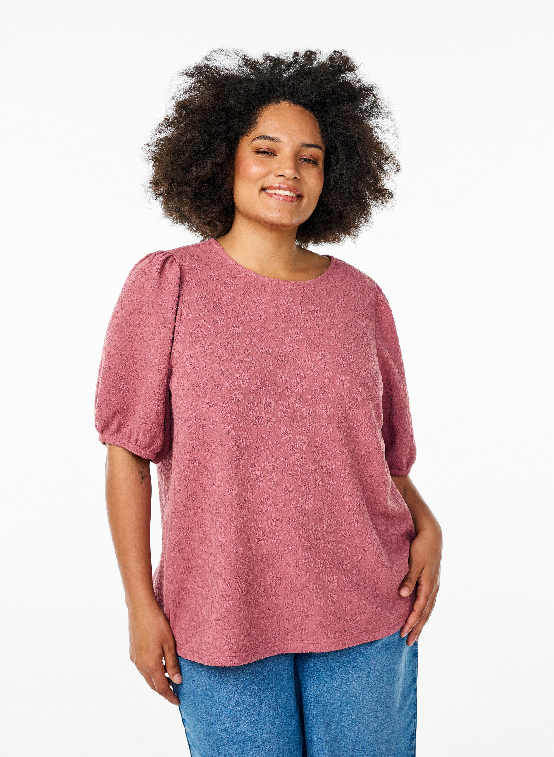 ZizzifashionStructured blouse with short sleeves, Red, Model image number 0