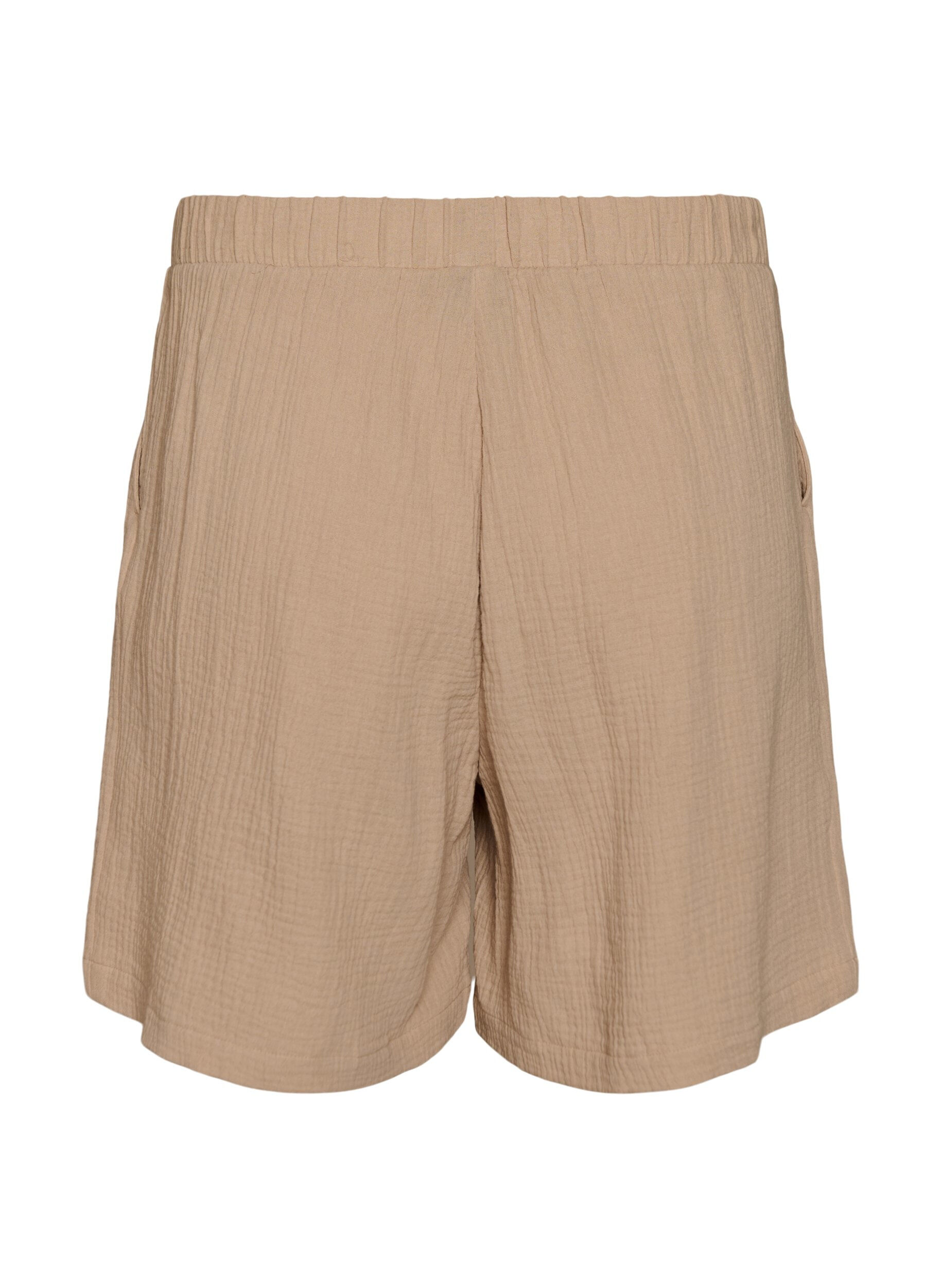 Zizzifashion High-waisted cotton muslin shorts, Beige, Packshot image number 1