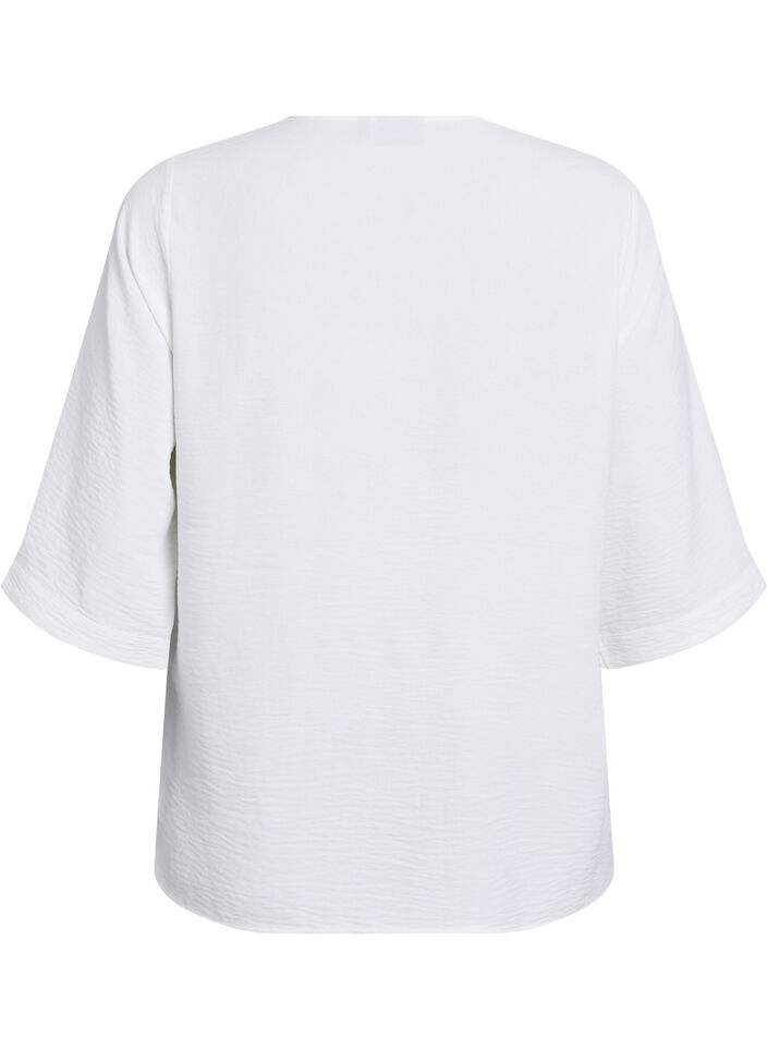 Shirt Blouse with V-Neck and 3/4 Sleeves, Vanilla, Packshot image number 1