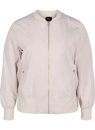 Bomber jacket with pockets and ribbed fabric, Pumice Stone, Packshot image number 0