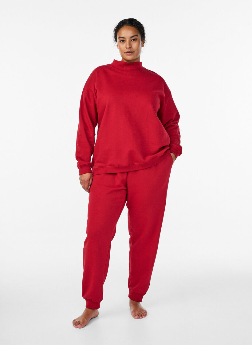 Sweatshirt with high neck and long sleeves, Red, Model image number 1