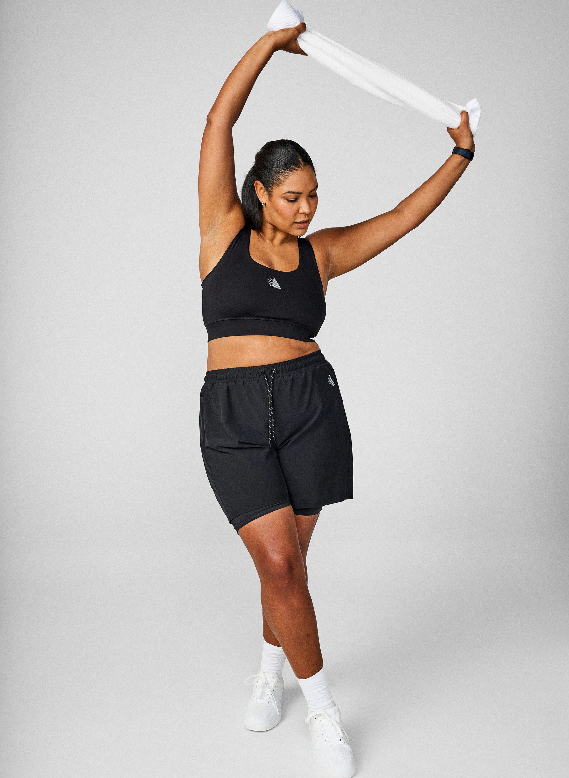 Zizzifashion Workout shorts with inner shorts, Black, Image image number 0