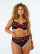 Microfibre thong with floral embroidery, Black, Model image number 0