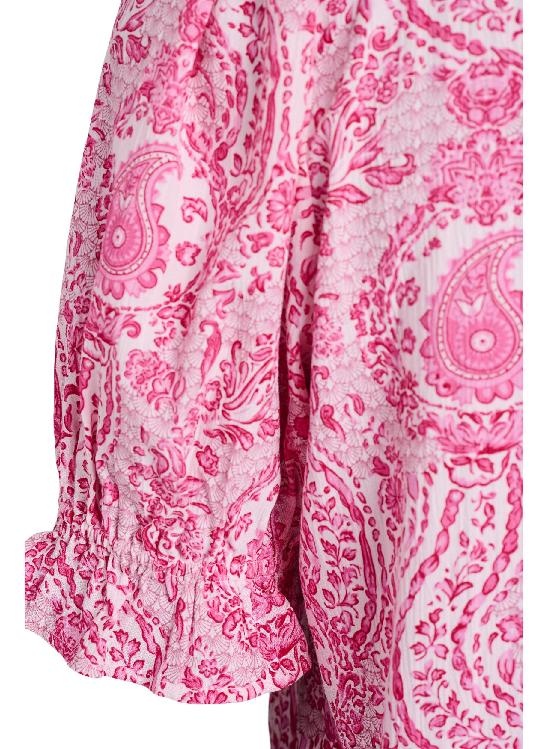 ZizzifashionViscose blouse with paisley print and a square neckline, Pink, Packshot image number 3