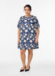 Short A-line dress with an embroidered pattern, Blue, Model image number 1