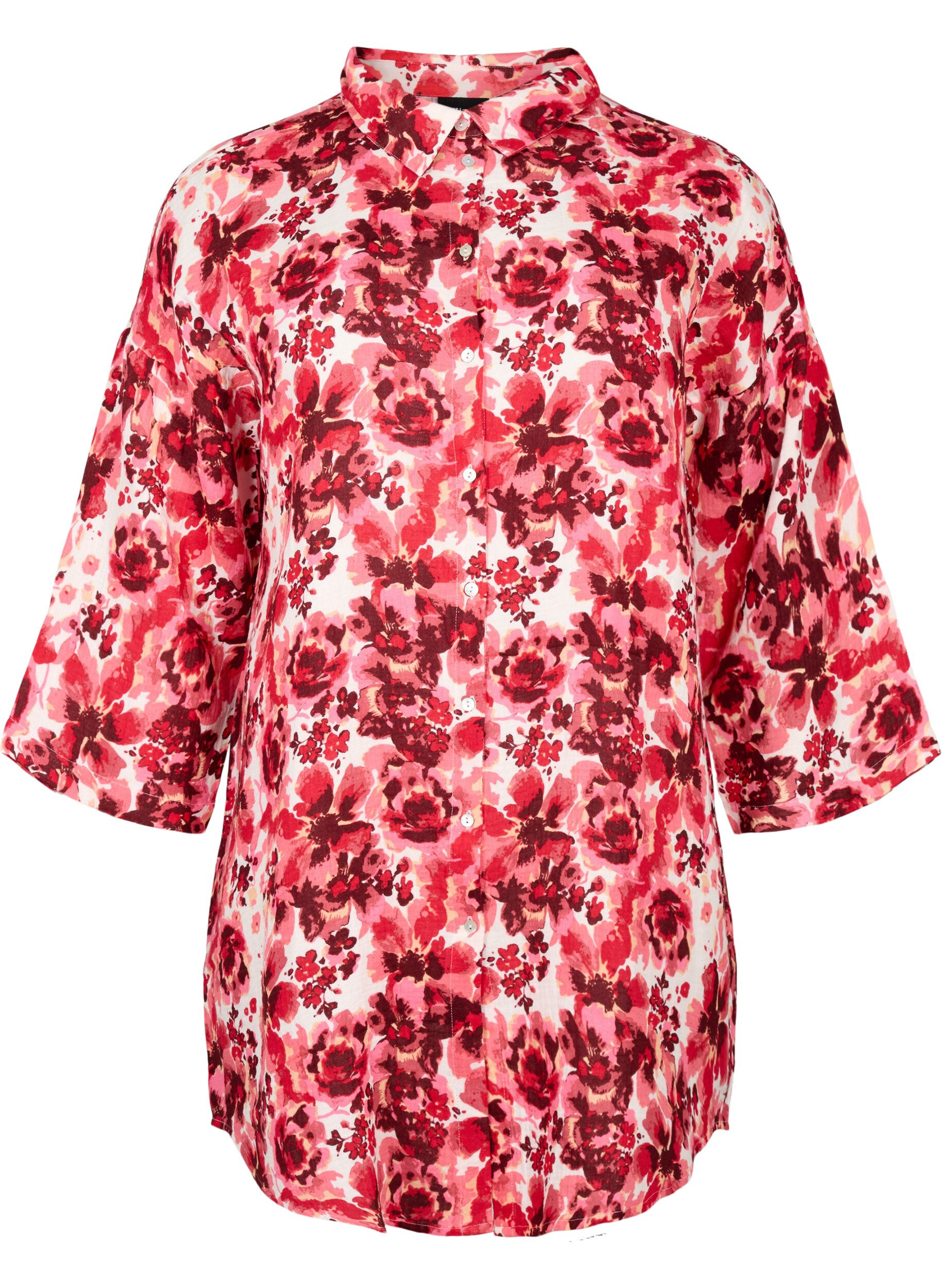 Zizzifashion Long shirt with all-over print, Pink AOP Flower, Packshot image number 0
