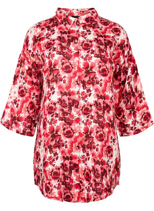 Long shirt with all-over print, Pink AOP Flower, Packshot image number 0
