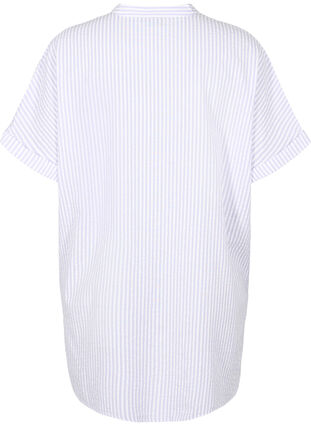 Striped shirt with chest pockets, White/LavenderStripe, Packshot image number 1