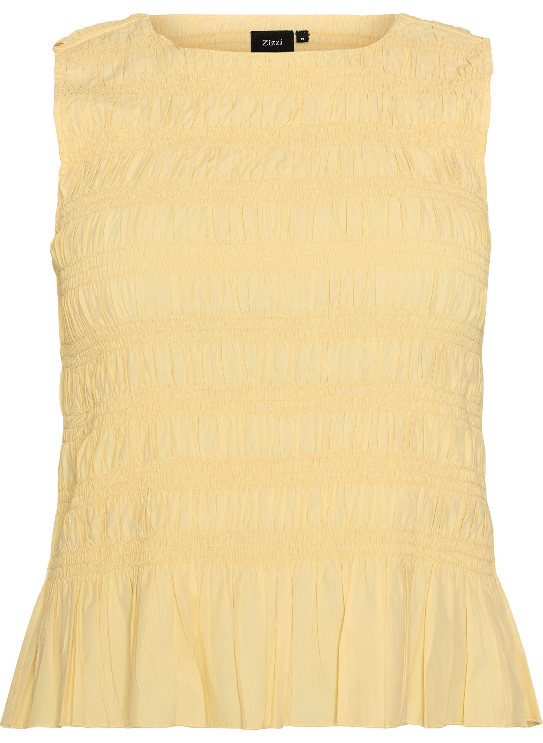 ZizzifashionSmock top with boat neck and peplum hem, Yellow, Packshot image number 0