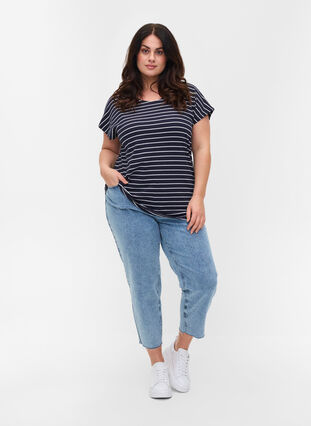 Cotton t-shirt with stripes, Blue Stripe, Model image number 3