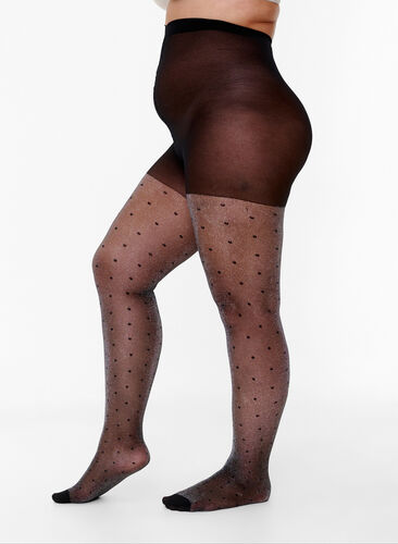 Tights in 30 denier with polka dots, Black, Model image number 0