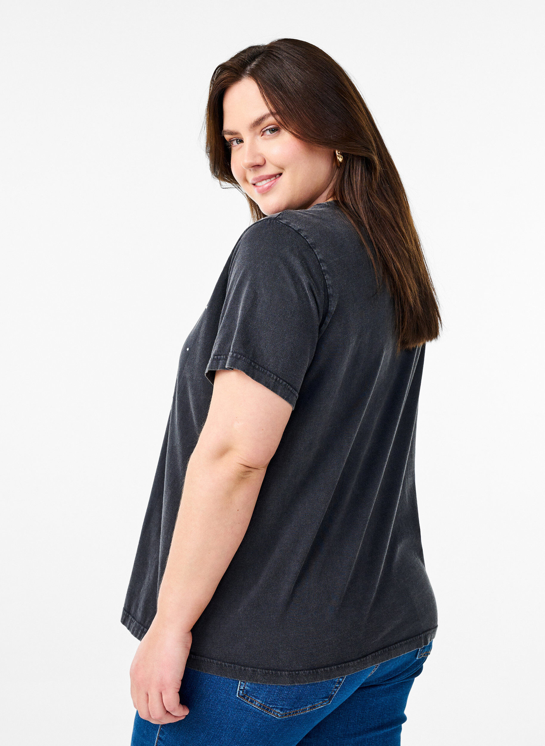 Zizzifashion T-shirt in organic cotton with a cool print, Dark Grey, Model image number 2