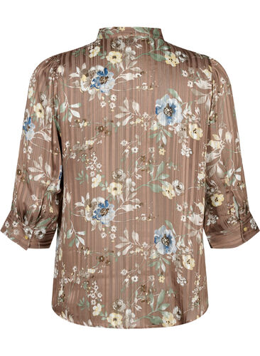 Floral Print Shirt , Brown Flower AOP, Packshot image number 1