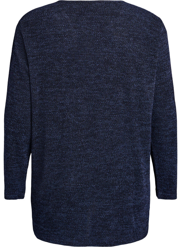 Long-sleeved blouse with texture, Blue, Packshot image number 1