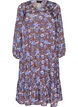 Midi dress with floral print and ruffle hem, Brown, Packshot image number 0