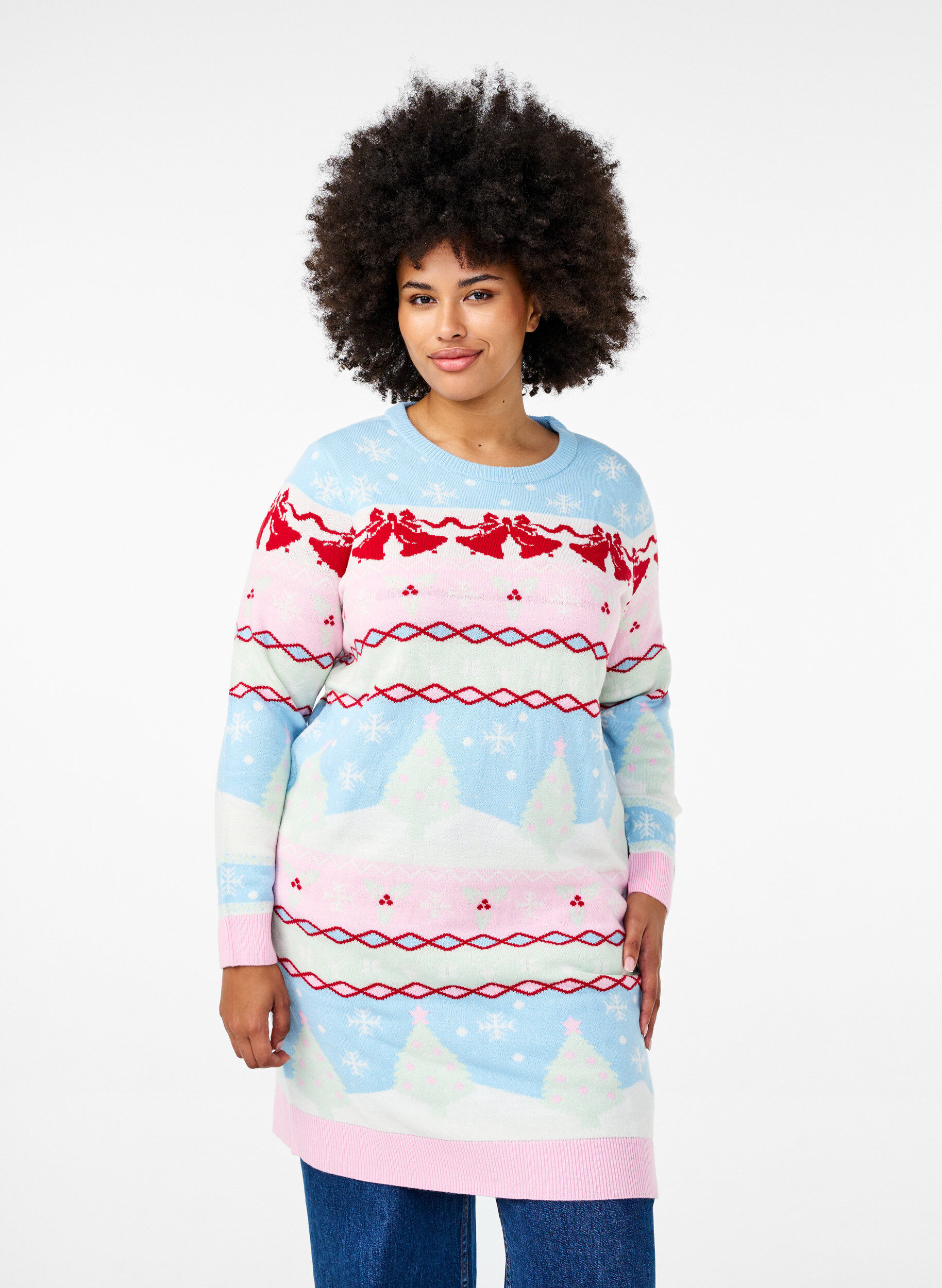 Zizzifashion Knitted Christmas dress, Cerulean Comb, Model image number 0