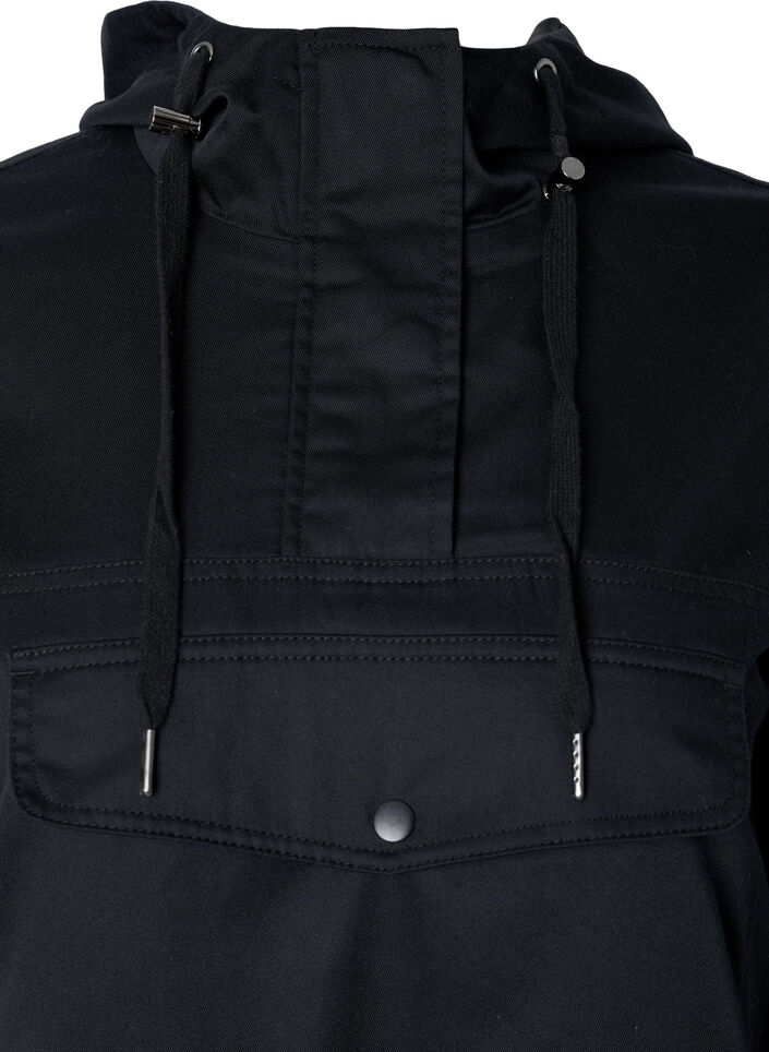 Anorak with hood and pocket, Black, Packshot image number 2