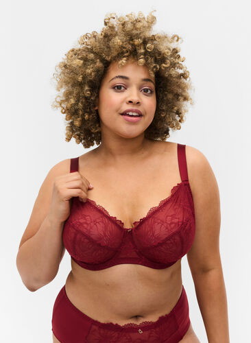 Underwire lace bra, Rhubarb, Model image number 0