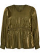 Shiny viscose blouse with peplum effect, Green, Packshot image number 0