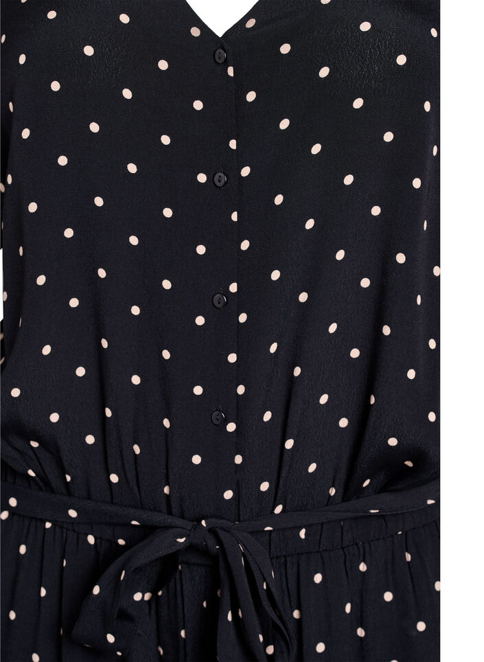 Polka dot jumpsuit with short sleeves, Black, Packshot image number 2