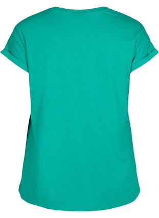 Short sleeve cotton blend T-shirt, Emerald Green, Packshot image number 1