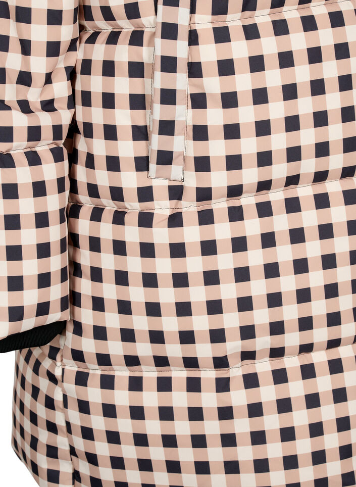 Checked puffer winter jacket, Black w. Nomad Check, Packshot image number 3
