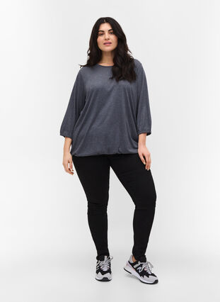 Plain blouse with 3/4 sleeves, Night Sky Mel, Model image number 2
