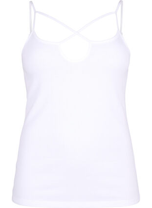 Organic cotton rib top with cross detail, Bright White, Packshot image number 0
