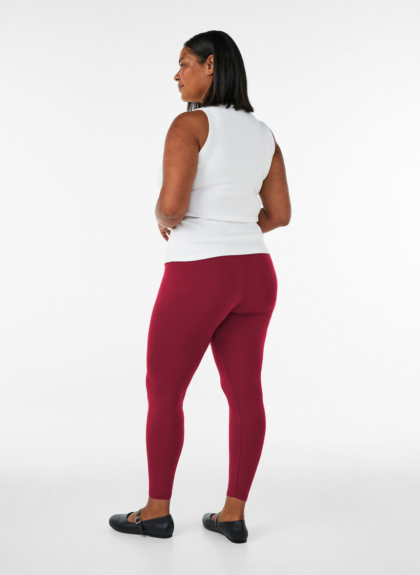 Basic viscose leggings, Red, Model image number 2