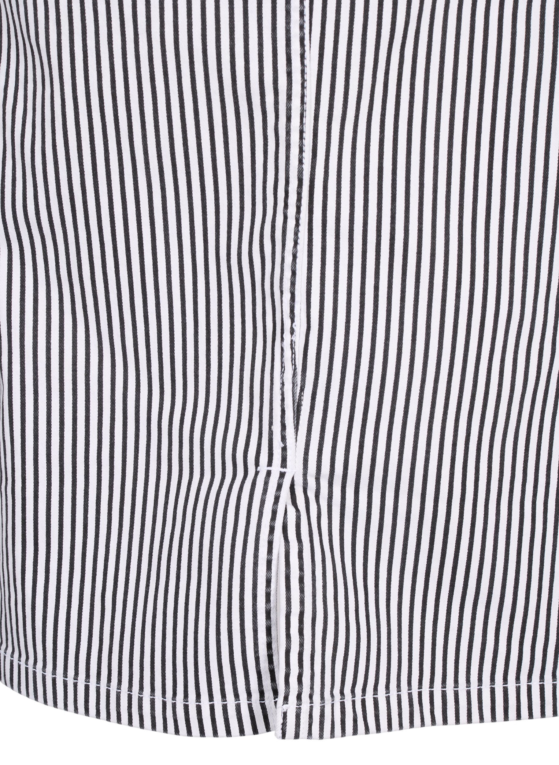 Zizzifashion Striped pencil skirt with pockets, Black & White Stripe, Packshot image number 4