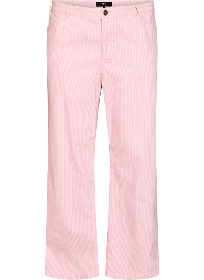 Coloured Myra jeans with stripes and wide legs, Pink, Packshot
