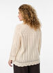 Knitted top with eyelet embroidery and 3/4 sleeves, Beige, Model image number 2