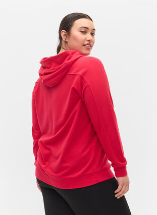 Sweatshirt with hood and text print, Barberry, Model image number 1